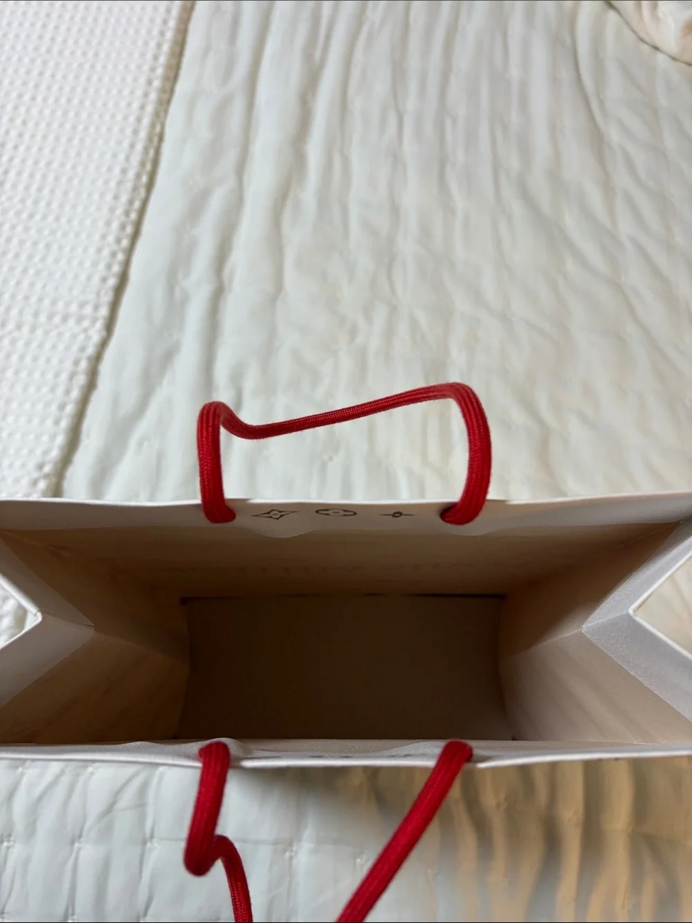 Louis Vuitton White & Red Cherry Tote Shopping Bag